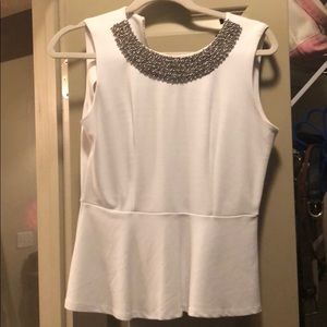 White peplum top